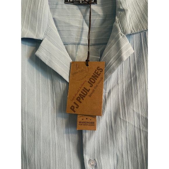 NWT PJ Paul Jones Men's Light Blue Short Sleeve Dress Shirt Spring Summer Size M - Picture 4 of 6